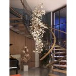 Floral Radiance Ceramic Tree Petal Chandelier Vertical - Image 5