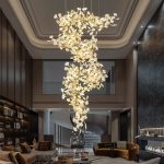 Floral Radiance Ceramic Tree Petal Chandelier Vertical