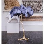 Ostrich Feather Brass Floor Lamp