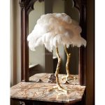 Ostrich Feather Brass Table Lamp - Image 10