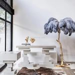 Ostrich Feather Brass Floor Lamp - Image 4