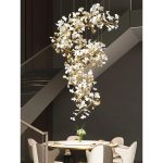 Floral Radiance Ceramic Tree Petal Chandelier Double Vertical - Image 9