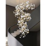 Floral Radiance Ceramic Tree Petal Chandelier Double Vertical - Image 4